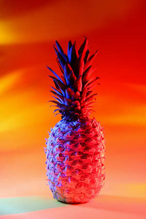 Toned fresh pineapple on color background
