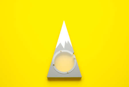 Stylish figure of mountain on color background