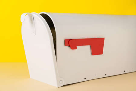 Mail box on color background, closeupの写真素材