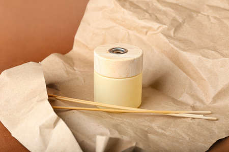 Modern reed diffuser on paper sheets