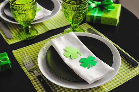 Beautiful table setting for St. Patrick's day celebration