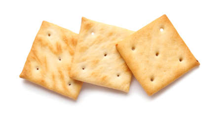 Tasty crackers on white backgroundの写真素材