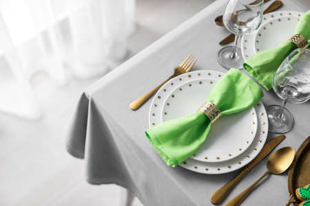 Beautiful table setting for St. Patrick's day celebrationの写真素材