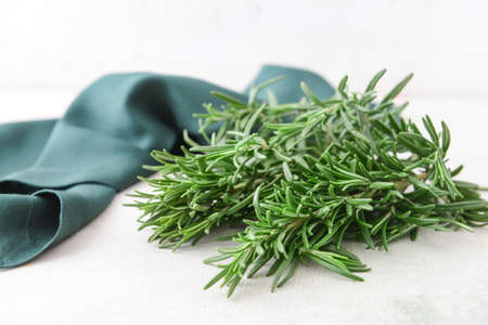 Fresh rosemary on light background, closeupの写真素材