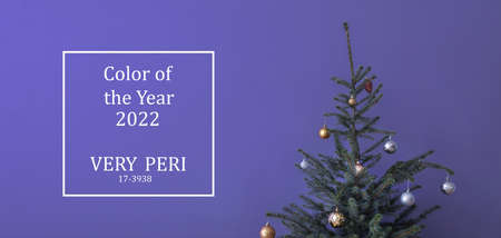 Christmas tree with balls. Very Peri - color of new year 2022の写真素材