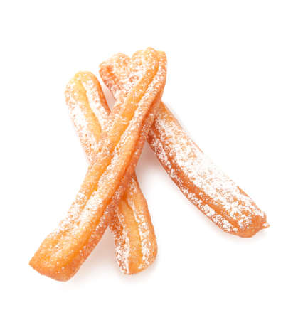 Tasty churros on white backgroundの写真素材