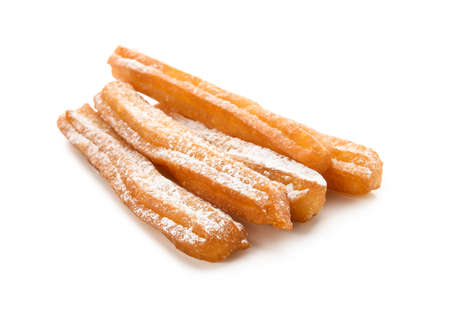 Tasty churros on white backgroundの写真素材