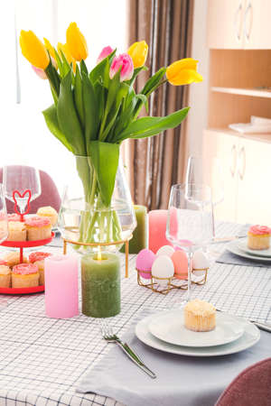 Beautiful table setting for Easter celebration