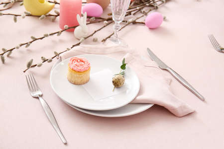 Beautiful table setting for Easter celebration