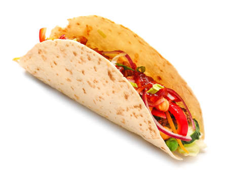 Tasty taco on white backgroundの写真素材