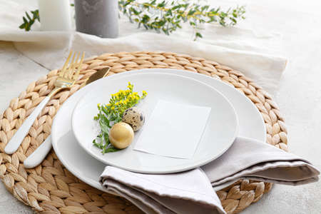 Beautiful table set for Easter celebration at home