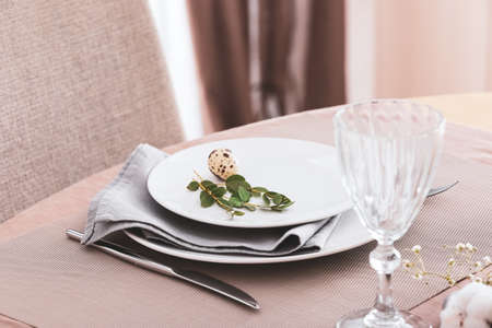 Beautiful table set for Easter celebration at home