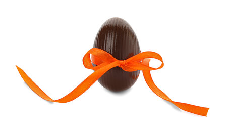 Chocolate Easter egg on white backgroundの写真素材
