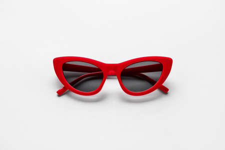 Stylish sunglasses on white backgroundの写真素材