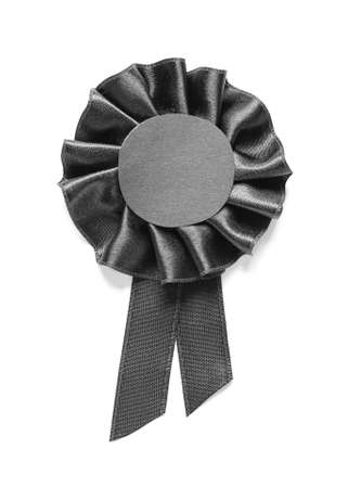 Black ribbon rosette on white background