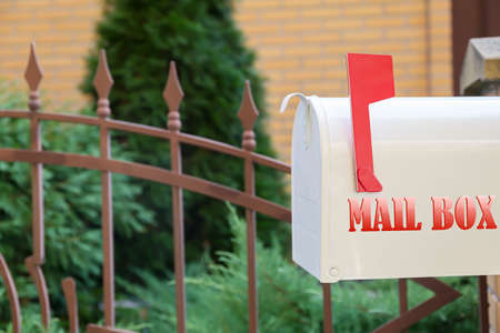 Mail box near house outdoorsの写真素材