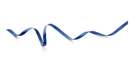 Blue ribbon on white backgroundの写真素材