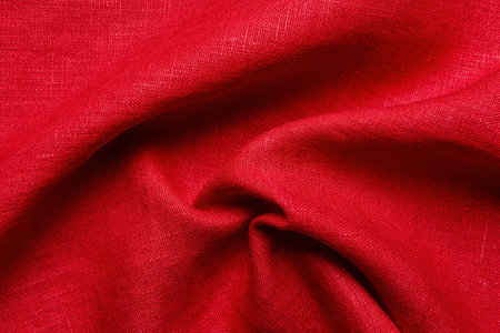 Texture of red canvas fabric, closeupの写真素材