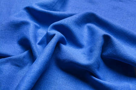 Texture of blue canvas fabric, closeupの写真素材