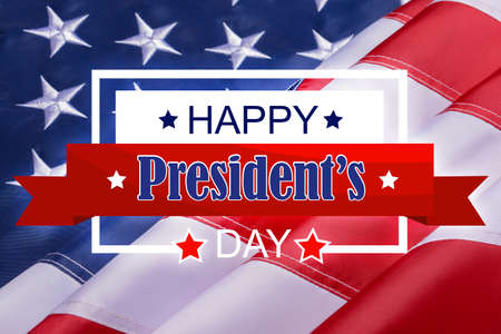 Greeting card for Happy President's Day with national flag of USA