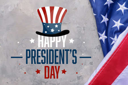 Greeting card for Happy President's Day with national flag of USA
