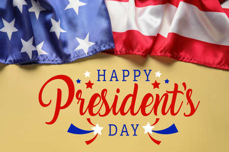 Greeting card for Happy President's Day with national flag of USA