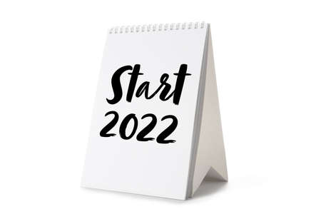 Flip calendar with text 2022 on white background