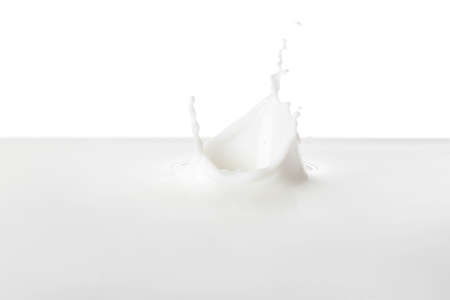 Splashes of tasty milk on white backgroundの写真素材