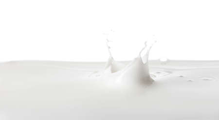 Splashes of tasty milk on white backgroundの写真素材