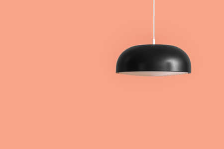 Stylish lamp on color background