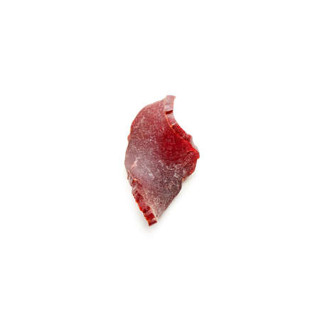 Spicy beef jerky on white background