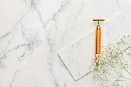 face massage roller on white backgroundの写真素材