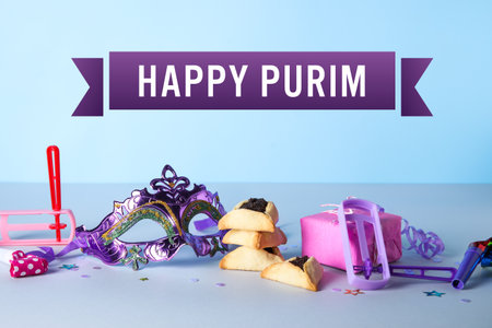 Beautiful greeting card for Purim holidayの写真素材