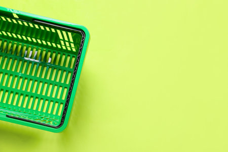 shopping basket on color backgroundの写真素材