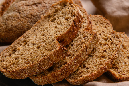 Slices of fresh wholegrain bread, closeup