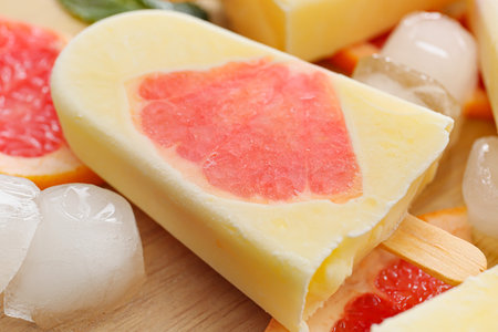 Tasty citrus ice cream, closeupの写真素材