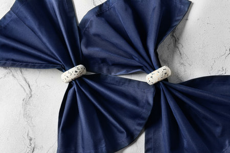 Stylish napkins on light background, closeupの写真素材