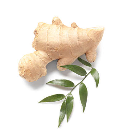 fresh ginger on white background