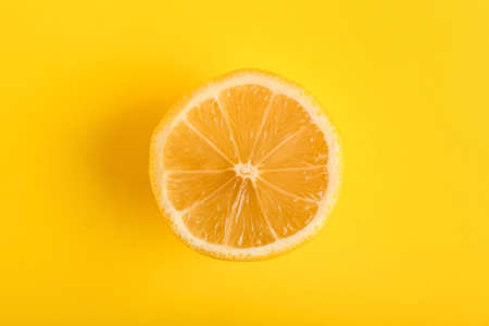 Lemon slice on color backgroundの写真素材
