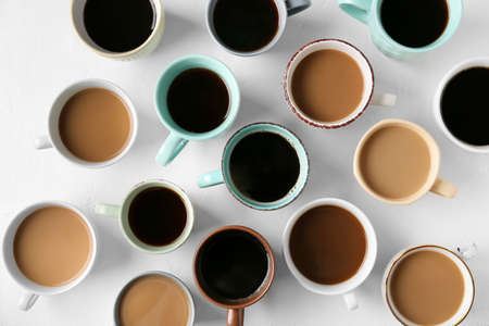 Cups of coffee on grunge backgroundの写真素材