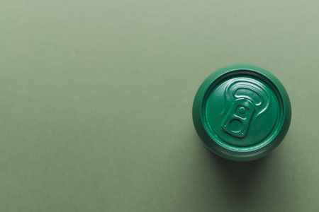Can of soda on color backgroundの写真素材