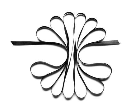 Black ribbon isolated on whiteの写真素材