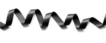Black ribbon isolated on whiteの写真素材