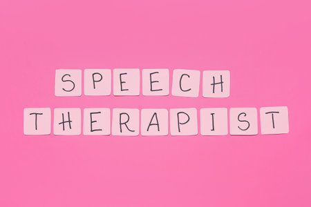Text SPEECH THERAPIST on color backgroundの写真素材