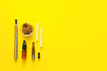 Set for smoking on color background