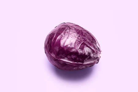 Fresh purple cabbage on color background
