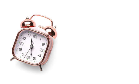 Stylish alarm clock on white backgroundの写真素材