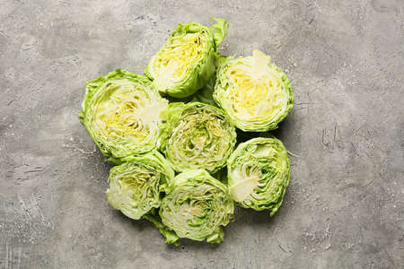 fresh cabbage on grunge backgroundの写真素材