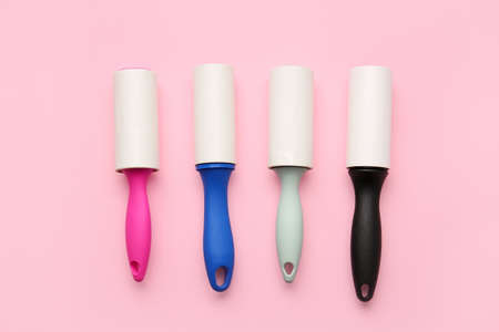 Different lint rollers on color backgroundの写真素材