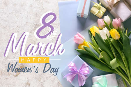 Beautiful greeting card for International Women's Day celebrationの写真素材